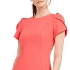 Calvin Klein Puff-Sleeve Sheath Dress Coral 12